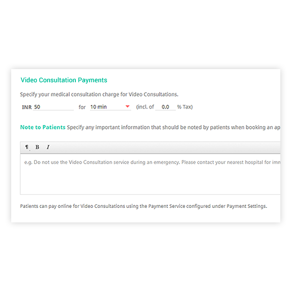 Define payments for your sessions